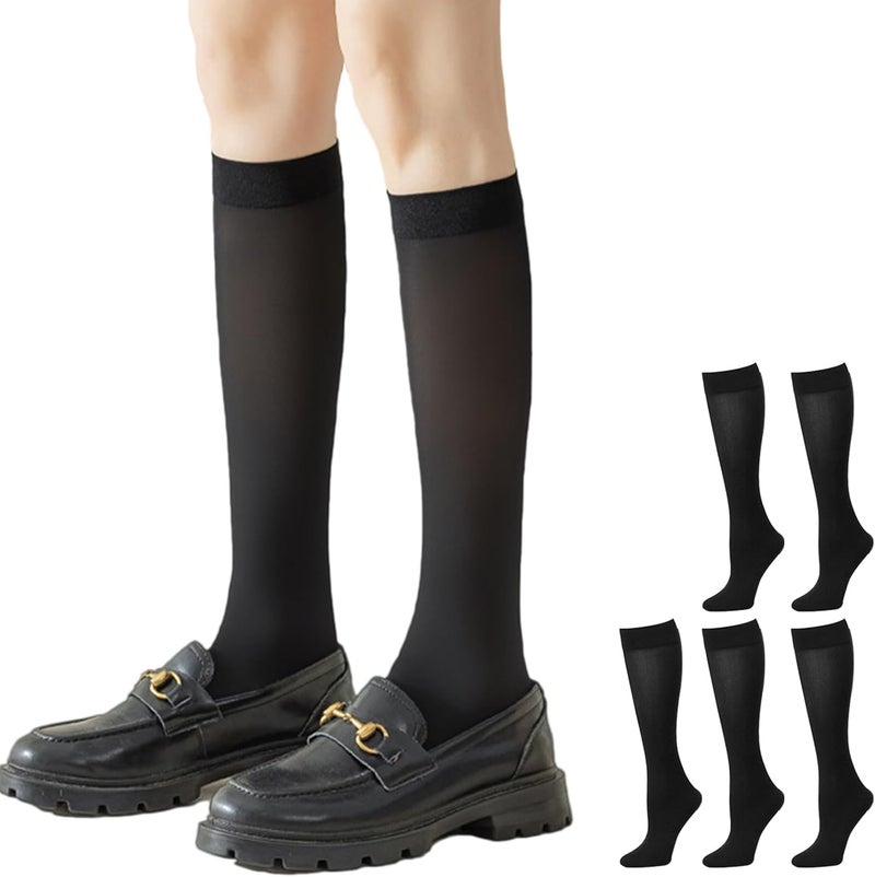 RAYORISA 5 Pack Girls Knee High Socks Kids School Uniform Sheer Stockings Dress Long Socks for 7-18 Years Girls - Image 1